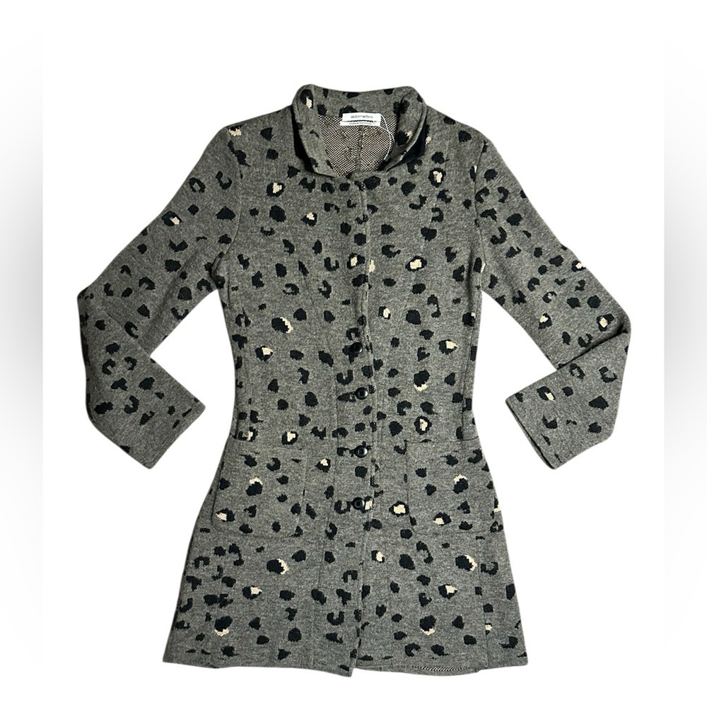 Aldo Martins Black and Tan Knit Leopard Cardigan XS - Picture 2 of 7